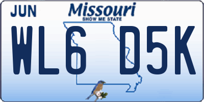 MO license plate WL6D5K
