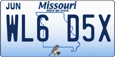 MO license plate WL6D5X