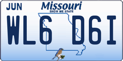 MO license plate WL6D6I