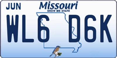 MO license plate WL6D6K
