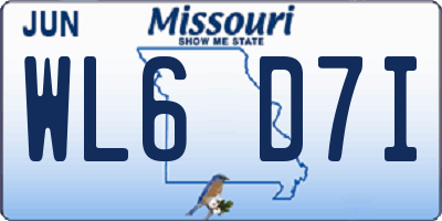 MO license plate WL6D7I