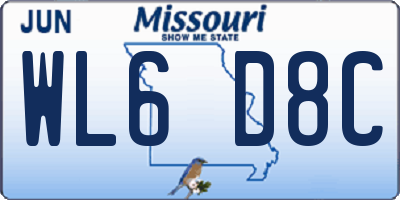 MO license plate WL6D8C