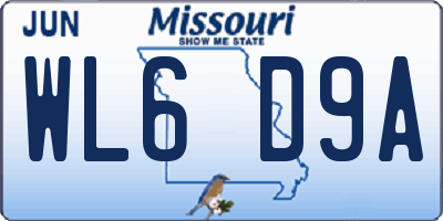 MO license plate WL6D9A
