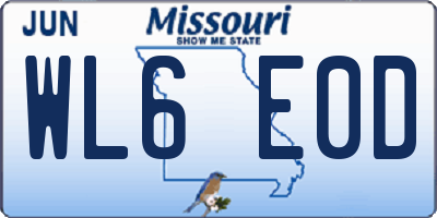 MO license plate WL6E0D