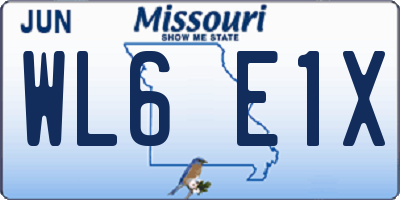 MO license plate WL6E1X