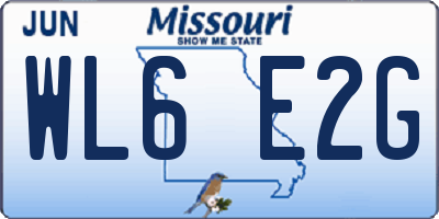 MO license plate WL6E2G