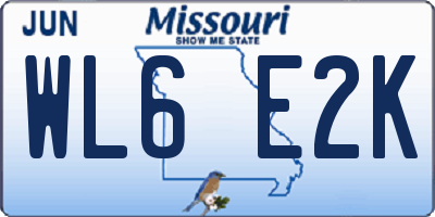 MO license plate WL6E2K
