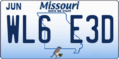 MO license plate WL6E3D