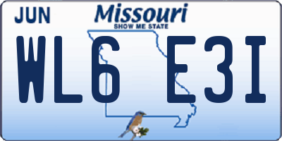 MO license plate WL6E3I