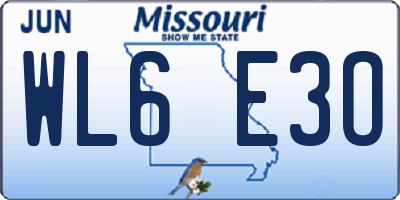 MO license plate WL6E3O