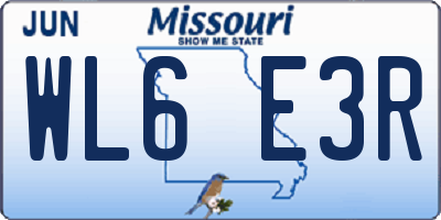 MO license plate WL6E3R