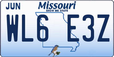 MO license plate WL6E3Z