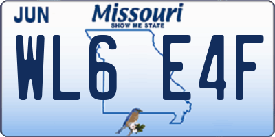 MO license plate WL6E4F
