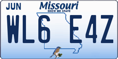 MO license plate WL6E4Z