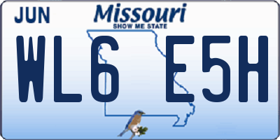 MO license plate WL6E5H