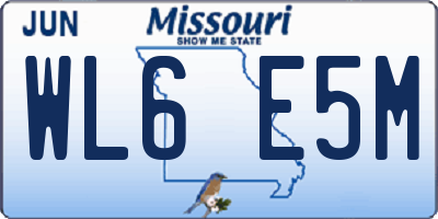 MO license plate WL6E5M
