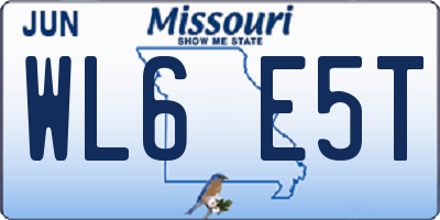MO license plate WL6E5T