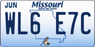 MO license plate WL6E7C