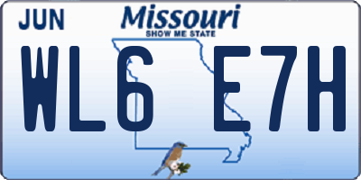 MO license plate WL6E7H
