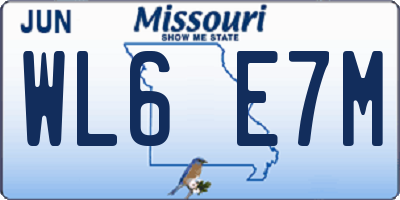 MO license plate WL6E7M