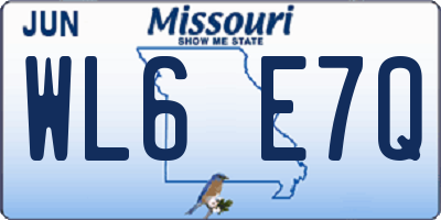 MO license plate WL6E7Q