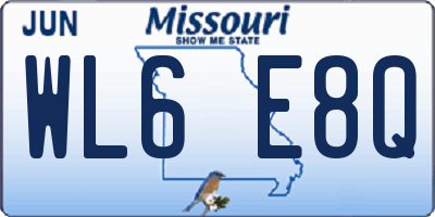 MO license plate WL6E8Q