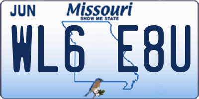 MO license plate WL6E8U