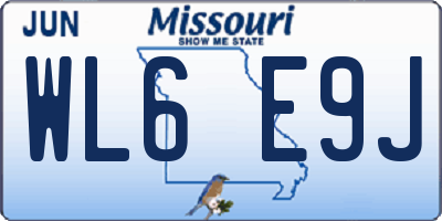MO license plate WL6E9J