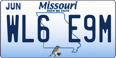 MO license plate WL6E9M