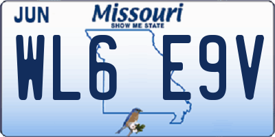 MO license plate WL6E9V
