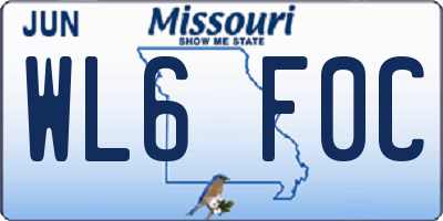 MO license plate WL6F0C
