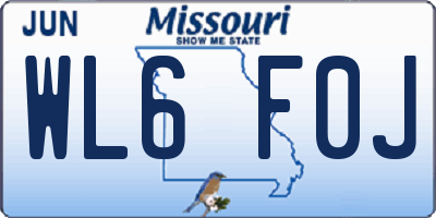 MO license plate WL6F0J