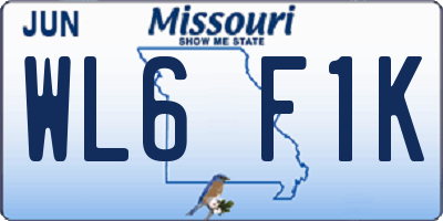 MO license plate WL6F1K