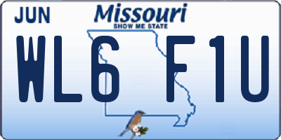 MO license plate WL6F1U