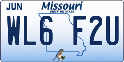MO license plate WL6F2U