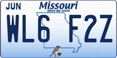 MO license plate WL6F2Z