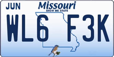 MO license plate WL6F3K