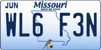 MO license plate WL6F3N