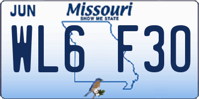MO license plate WL6F3O
