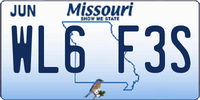 MO license plate WL6F3S