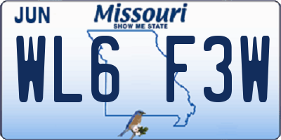 MO license plate WL6F3W
