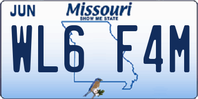 MO license plate WL6F4M