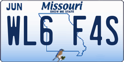 MO license plate WL6F4S