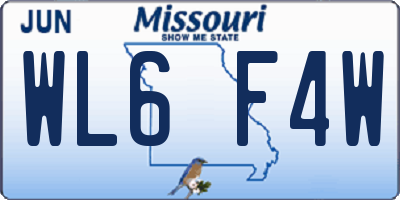 MO license plate WL6F4W