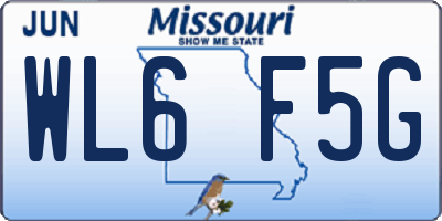 MO license plate WL6F5G