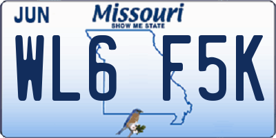 MO license plate WL6F5K