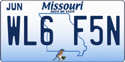 MO license plate WL6F5N