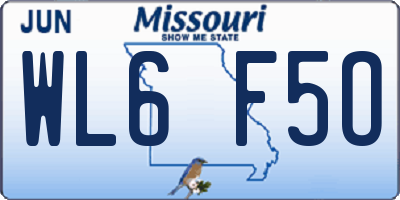 MO license plate WL6F5O