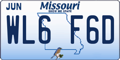 MO license plate WL6F6D