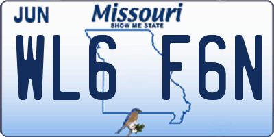 MO license plate WL6F6N